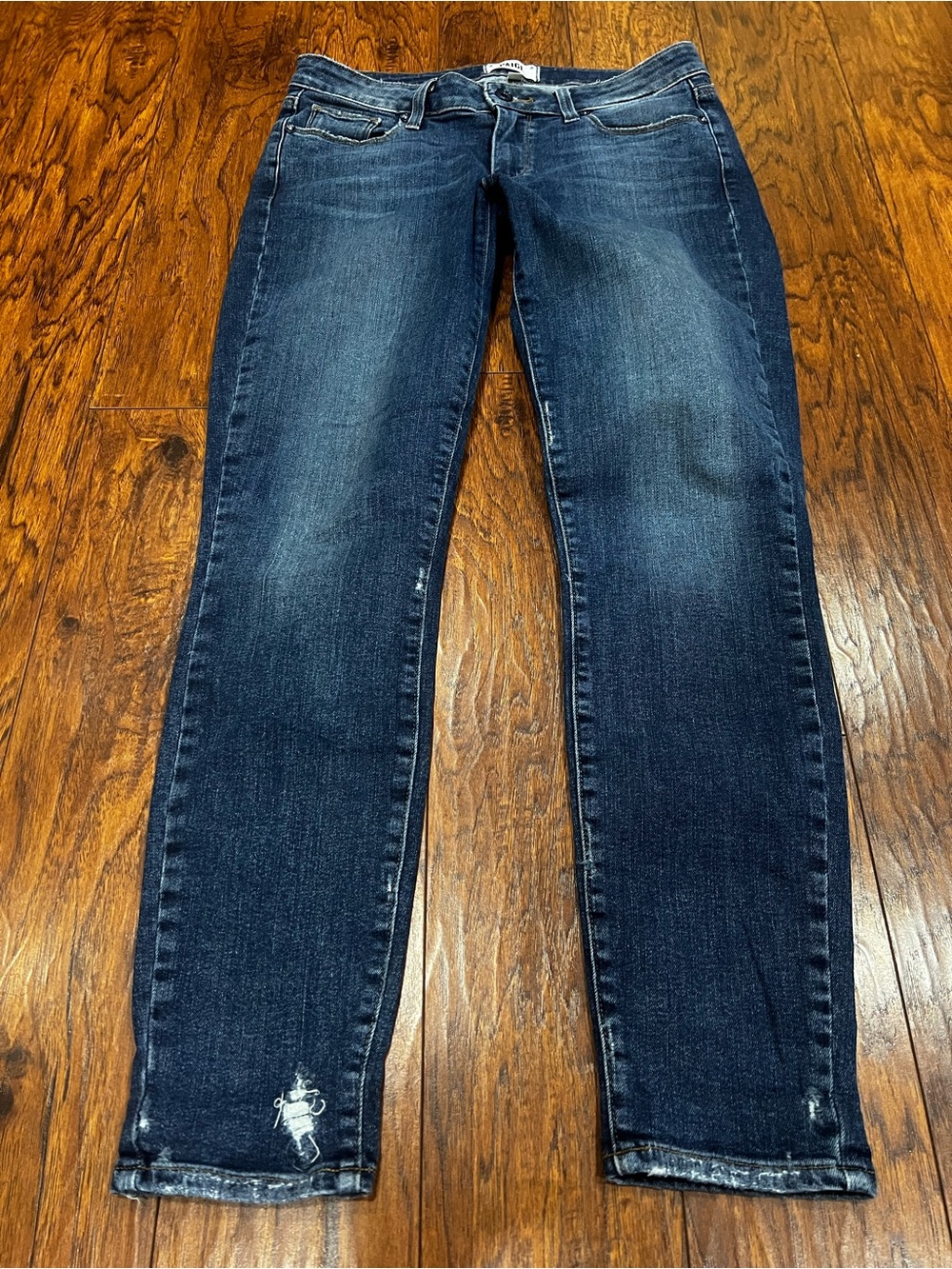 PAIGE Verdugo Ankle Jeans Womens SZ 27 Dark Blue Distress Low Rise Stretch